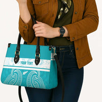 New Zealand Silver Fern Cricket Custom Leather Bag Black Cap Teal Maori Pattern - Polynesian Pride
