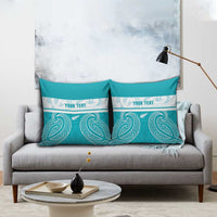 New Zealand Silver Fern Cricket Custom Pillow Cover Black Cap Teal Maori Pattern - Polynesian Pride