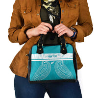 New Zealand Silver Fern Cricket Custom Shoulder Handbag Black Cap Teal Maori Pattern - Polynesian Pride