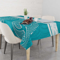 New Zealand Silver Fern Cricket Custom Tablecloth Black Cap Teal Maori Pattern LT14 - Polynesian Pride