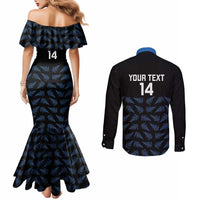 New Zealand Silver Fern Cricket Custom Couples Matching Mermaid Dress and Long Sleeve Button Shirt Black Cap T20 Version LT14 - Polynesian Pride