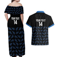 New Zealand Silver Fern Cricket Custom Couples Matching Off Shoulder Maxi Dress and Hawaiian Shirt Black Cap T20 Version LT14 - Polynesian Pride