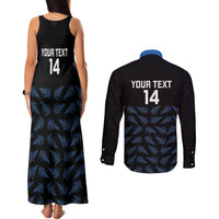 New Zealand Silver Fern Cricket Custom Couples Matching Tank Maxi Dress and Long Sleeve Button Shirt Black Cap T20 Version LT14 - Polynesian Pride