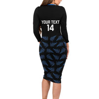 New Zealand Silver Fern Cricket Custom Family Matching Long Sleeve Bodycon Dress and Hawaiian Shirt Black Cap T20 Version LT14 - Polynesian Pride