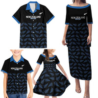 New Zealand Silver Fern Cricket Custom Family Matching Puletasi and Hawaiian Shirt Black Cap T20 Version LT14 - Polynesian Pride