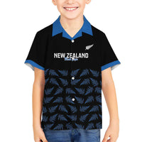 New Zealand Silver Fern Cricket Custom Family Matching Short Sleeve Bodycon Dress and Hawaiian Shirt Black Cap T20 Version LT14 Son's Shirt Black - Polynesian Pride
