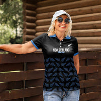 New Zealand Silver Fern Cricket Custom Women Polo Shirt Black Cap T20 Version LT14 - Polynesian Pride