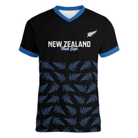 New Zealand Silver Fern Cricket Custom Women V-Neck T-Shirt Black Cap T20 Version LT14 Female Black - Polynesian Pride