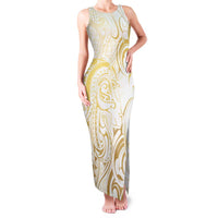 Gold And White Aotearoa Horse Racing Family Matching Tank Maxi Dress and Hawaiian Shirt NZ Maori Pattern LT14 Mom's Dress White - Polynesian Pride