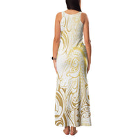 Gold And White Aotearoa Horse Racing Family Matching Tank Maxi Dress and Hawaiian Shirt NZ Maori Pattern LT14 - Polynesian Pride