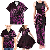 Pink Aotearoa Horse Racing Family Matching Tank Maxi Dress and Hawaiian Shirt NZ Maori Pattern LT14 - Polynesian Pride
