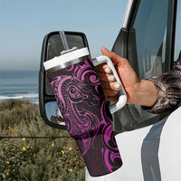 Pink Aoteara Horse Racing Tumbler With Handle NZ Maori Pattern