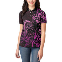 Pink Aoteara Horse Racing Women Polo Shirt NZ Maori Pattern