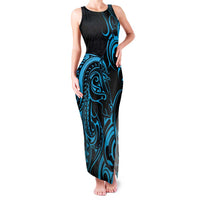 Blue Aotearoa Horse Racing Family Matching Tank Maxi Dress and Hawaiian Shirt NZ Maori Pattern LT14 Mom's Dress Blue - Polynesian Pride
