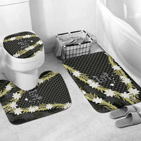 Born And Raised Aloha Hawaii Bathroom Set Kanaka Kakau Hawaiian Tiare Pakalana Lei LT14 Mat Set Only (3 pcs) One Size Black - Polynesian Pride
