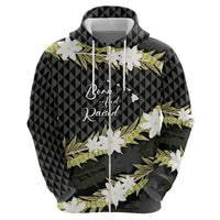 Born And Raised Aloha Hawaii Hoodie Kanaka Kakau Hawaiian Tiare Pakalana Lei LT14 - Polynesian Pride