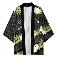 Born And Raised Aloha Hawaii Kimono Kanaka Kakau Hawaiian Tiare Pakalana Lei LT14 Unisex Black - Polynesian Pride