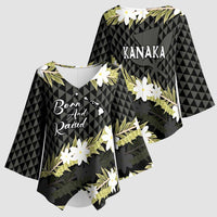 Born And Raised Aloha Hawaii Kimono Sleeve Blouse Kanaka Kakau Hawaiian Tiare Pakalana Lei LT14 - Polynesian Pride