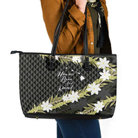 Born And Raised Aloha Hawaii Leather Tote Bag Kanaka Kakau Hawaiian Tiare Pakalana Lei LT14 - Polynesian Pride