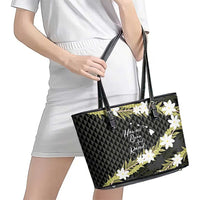 Born And Raised Aloha Hawaii Leather Tote Bag Kanaka Kakau Hawaiian Tiare Pakalana Lei LT14 - Polynesian Pride