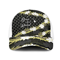 Born And Raised Aloha Hawaii Mesh Trucker Cap Kanaka Kakau Hawaiian Tiare Pakalana Lei LT14 One Size White Black - Polynesian Pride
