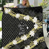 Born And Raised Aloha Hawaii Quilt Kanaka Kakau Hawaiian Tiare Pakalana Lei LT14 Black - Polynesian Pride