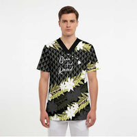 Born And Raised Aloha Hawaii Scrub Top Kanaka Kakau Hawaiian Tiare Pakalana Lei LT14 - Polynesian Pride
