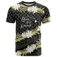 Born And Raised Aloha Hawaii T Shirt Kanaka Kakau Hawaiian Tiare Pakalana Lei LT14 Black - Polynesian Pride
