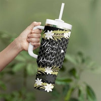 Born And Raised Aloha Hawaii Tumbler With Handle Kanaka Kakau Hawaiian Tiare Pakalana Lei LT14 - Polynesian Pride