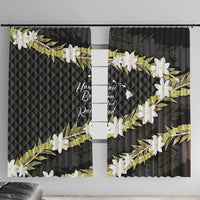 Born And Raised Aloha Hawaii Window Curtain Kanaka Kakau Hawaiian Tiare Pakalana Lei LT14 With Hooks Black - Polynesian Pride