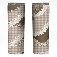 Brown Hawaii Tiare and Shell Lei Skinny Tumbler Hawaiian Palaka Luxury Vibes LT14 Brown - Polynesian Pride