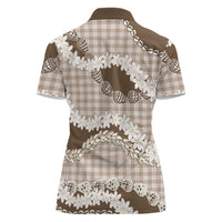 Brown Hawaii Tiare and Shell Lei Women Polo Shirt Hawaiian Palaka Luxury Vibes LT14 - Polynesian Pride