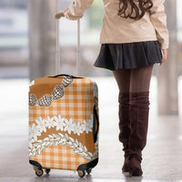 Orange Hawaii Tiare and Shell Lei Luggage Cover Hawaiian Palaka Luxury Vibes - Polynesian Pride