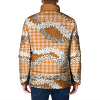 Orange Hawaii Tiare and Shell Lei Padded Jacket Hawaiian Palaka Luxury Vibes - Polynesian Pride