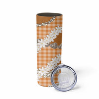 Orange Hawaii Tiare and Shell Lei Skinny Tumbler Hawaiian Palaka Luxury Vibes LT14 - Polynesian Pride