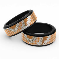 Orange Hawaii Tiare and Shell Lei Spinner Ring Hawaiian Palaka Luxury Vibes - Polynesian Pride
