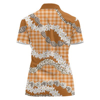 Orange Hawaii Tiare and Shell Lei Women Polo Shirt Hawaiian Palaka Luxury Vibes LT14 - Polynesian Pride