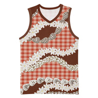 Red Hawaii Tiare and Shell Lei Basketball Jersey Hawaiian Palaka Luxury Vibes - Polynesian Pride