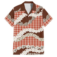Red Hawaii Tiare and Shell Lei Family Matching Mermaid Dress and Hawaiian Shirt Hawaiian Palaka Luxury Vibes LT14 Dad's Shirt - Short Sleeve Red - Polynesian Pride