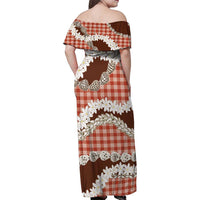 Red Hawaii Tiare and Shell Lei Family Matching Off Shoulder Maxi Dress and Hawaiian Shirt Hawaiian Palaka Luxury Vibes LT14 - Polynesian Pride