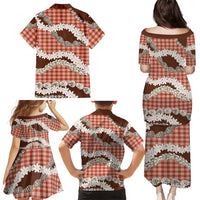 Red Hawaii Tiare and Shell Lei Family Matching Puletasi and Hawaiian Shirt Hawaiian Palaka Luxury Vibes LT14 - Polynesian Pride