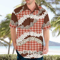 Red Hawaii Tiare and Shell Lei Hawaiian Shirt Hawaiian Palaka Luxury Vibes - Polynesian Pride