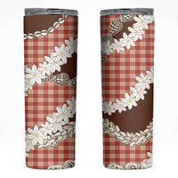 Red Hawaii Tiare and Shell Lei Skinny Tumbler Hawaiian Palaka Luxury Vibes LT14 Red - Polynesian Pride