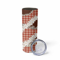 Red Hawaii Tiare and Shell Lei Skinny Tumbler Hawaiian Palaka Luxury Vibes LT14 - Polynesian Pride