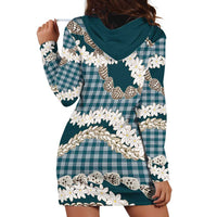 Dark Cyan Hawaii Tiare and Shell Lei Hoodie Dress Hawaiian Palaka Luxury Vibes LT14 - Polynesian Pride