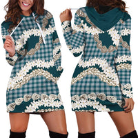 Dark Cyan Hawaii Tiare and Shell Lei Hoodie Dress Hawaiian Palaka Luxury Vibes LT14 - Polynesian Pride