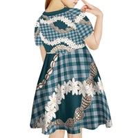 Dark Cyan Hawaii Tiare and Shell Lei Kid Short Sleeve Dress Hawaiian Palaka Luxury Vibes LT14 - Polynesian Pride