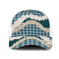 Dark Cyan Hawaii Tiare and Shell Lei Mesh Trucker Cap Hawaiian Palaka Luxury Vibes - Polynesian Pride