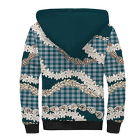 Dark Cyan Hawaii Tiare and Shell Lei Sherpa Hoodie Hawaiian Palaka Luxury Vibes LT14 - Polynesian Pride