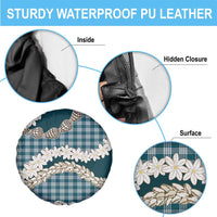 Dark Cyan Hawaii Tiare and Shell Lei Spare Tire Cover Hawaiian Palaka Luxury Vibes - Polynesian Pride